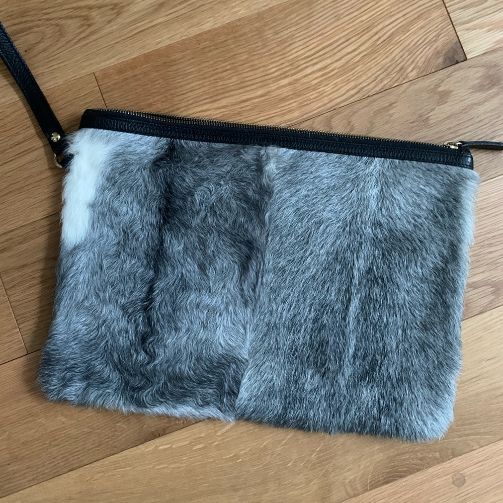 Leather and pony hair clutch